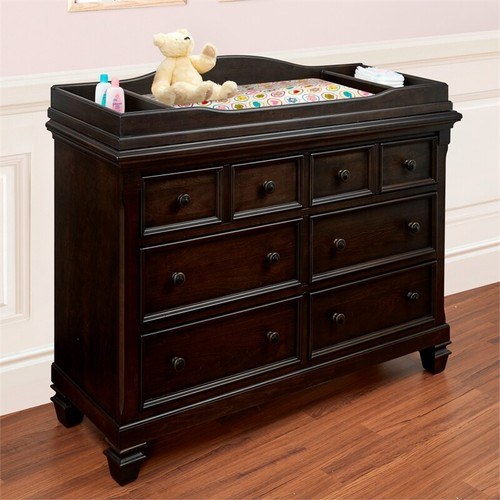 Baby Cache Glendale Traditional Wood Changing Station In Charcoal Brown ... inside
