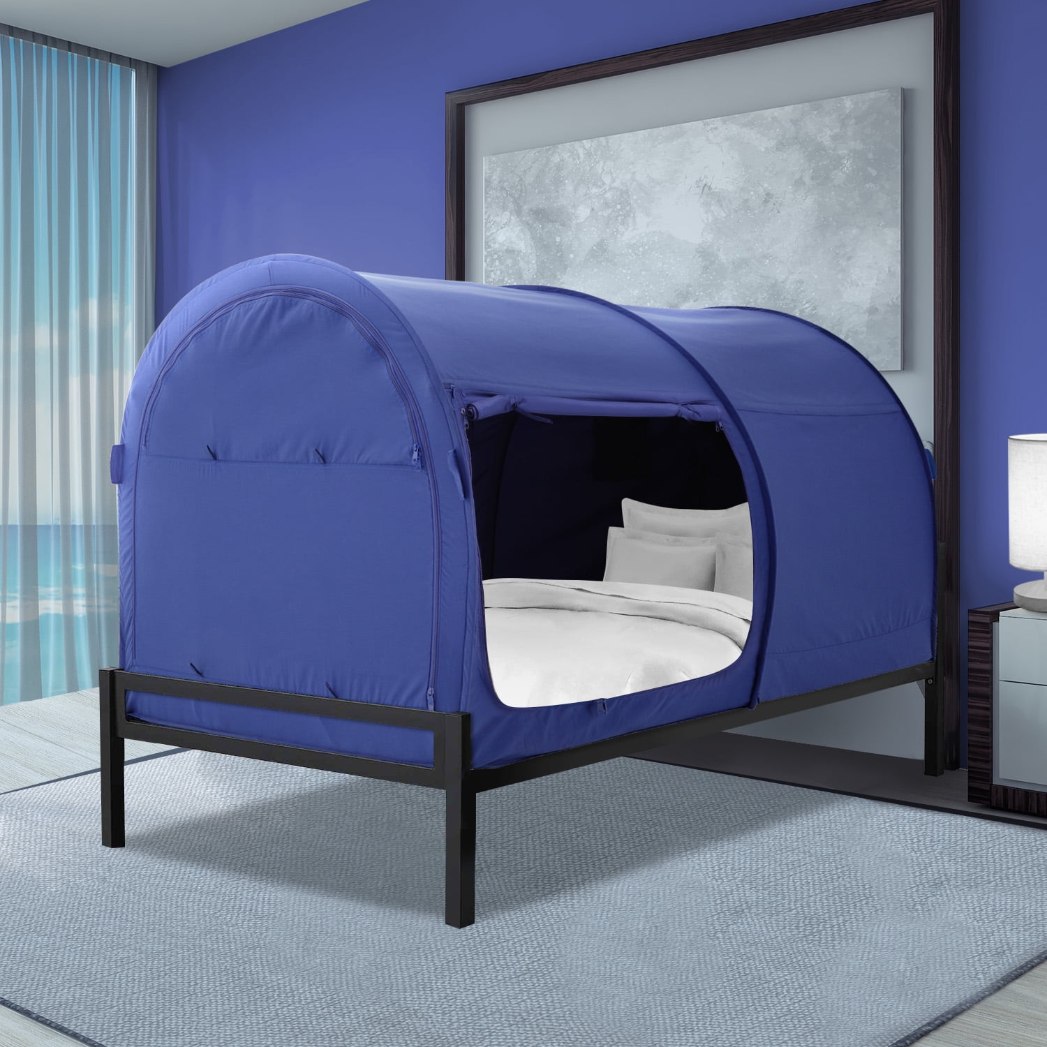 Bed Tent Twin Size For Girls Boys Navy By Alvantor(Mattress Not ... for A Parent's Perspective on Choosing and Enjoying a Tent Bed White W/Blue Tent Kit