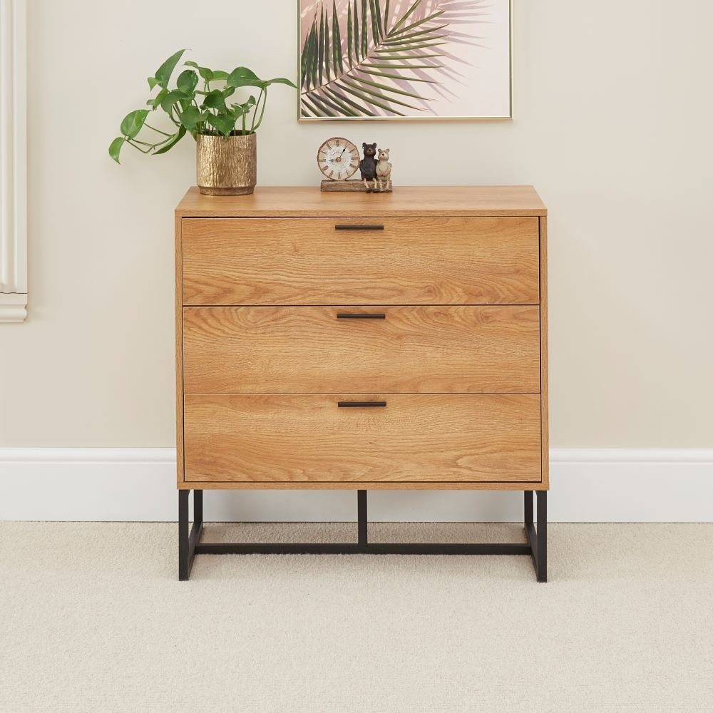 Belluno Industrial Style 3 Drawer Chest Of Drawers Cabinet | Tudor ... with How a No-Leg 3-Drawer Cabinet Can Transform Your Room