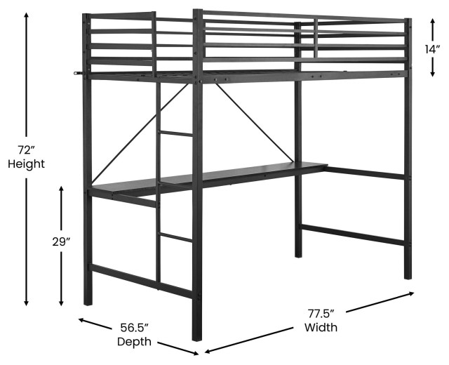 Black Twin Loft Bed - Transitional - Loft Beds - By Kolibri Decor | Houzz in