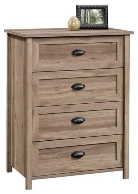 Bowery Hill 4 Drawers Traditional Wood Chest With Metal In Soft White ... with Bringing Rustic Elegance Home with the Bowery Hill Chestnut Dresser