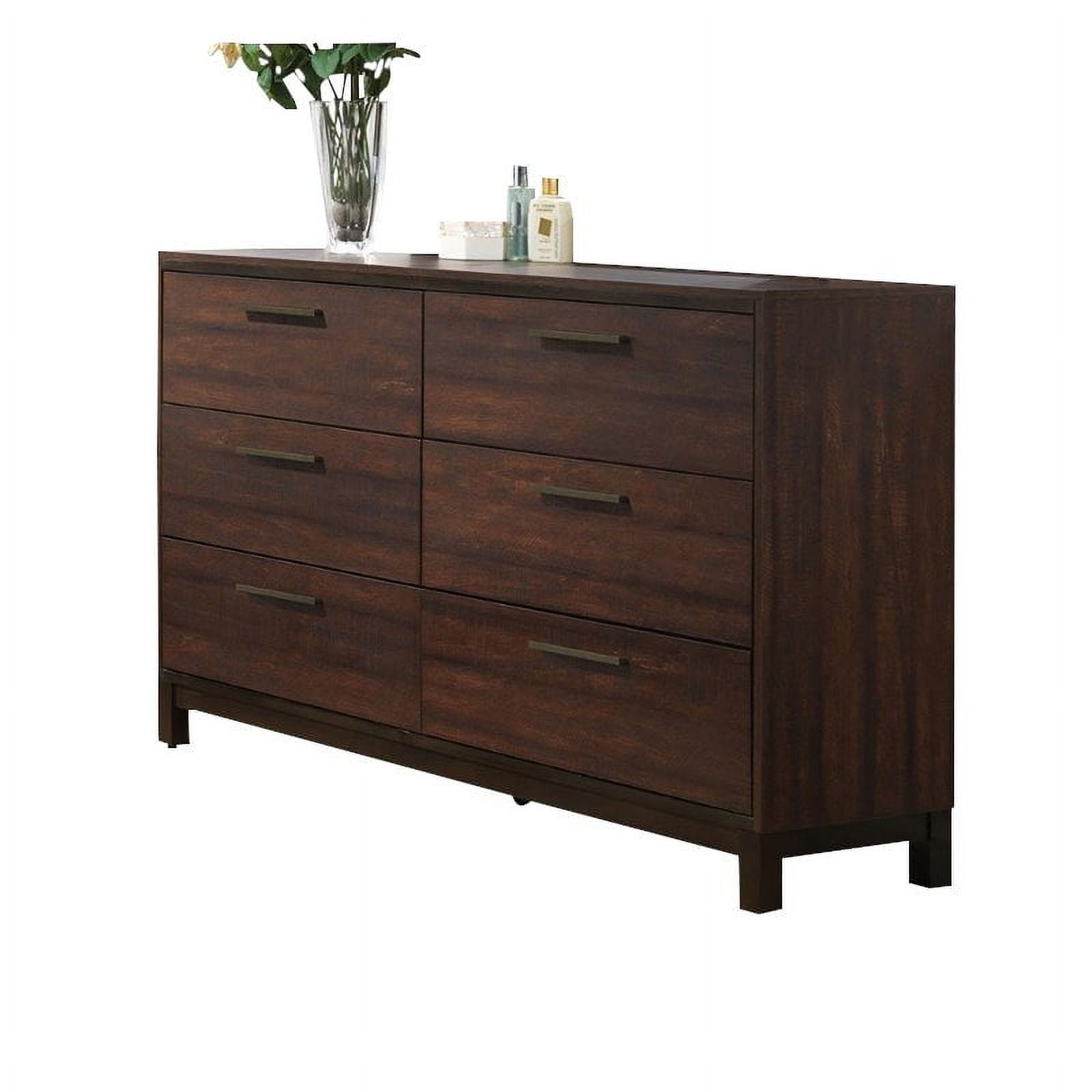 Bowery Hill 6 Drawer Dresser In Rustic Tobacco And Dark Bronze ... with Bringing Rustic Elegance Home with the Bowery Hill Chestnut Dresser