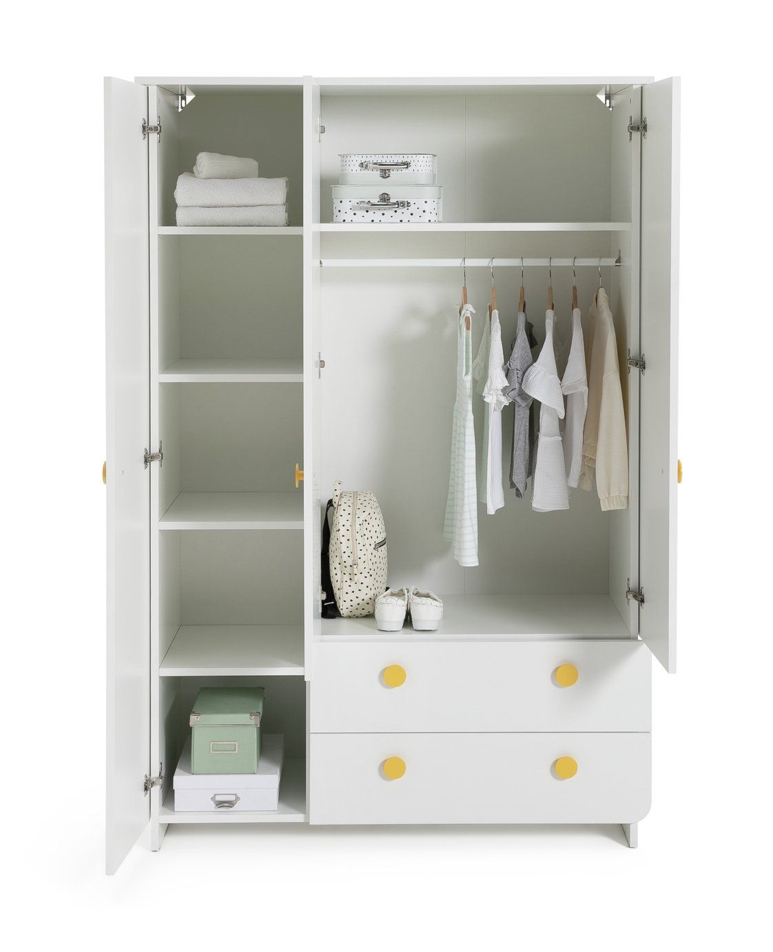 Buy Habitat Kids Rudi 3 Door Wardrobe - White | Kids Wardrobes ... inside