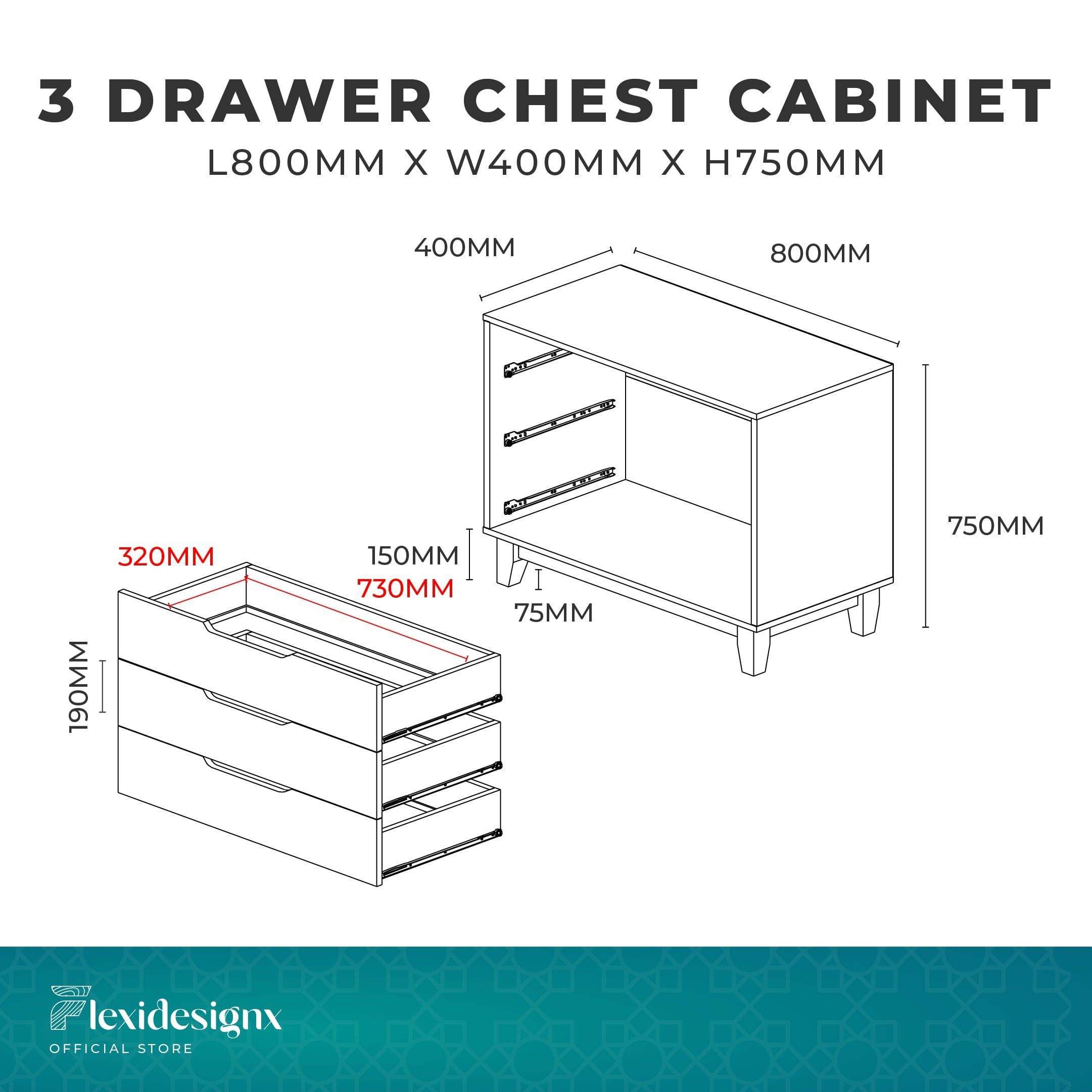 Buy Lotus 3 Drawer Chest Cabinet - Stylish Clothes Storage In Singapore ... for