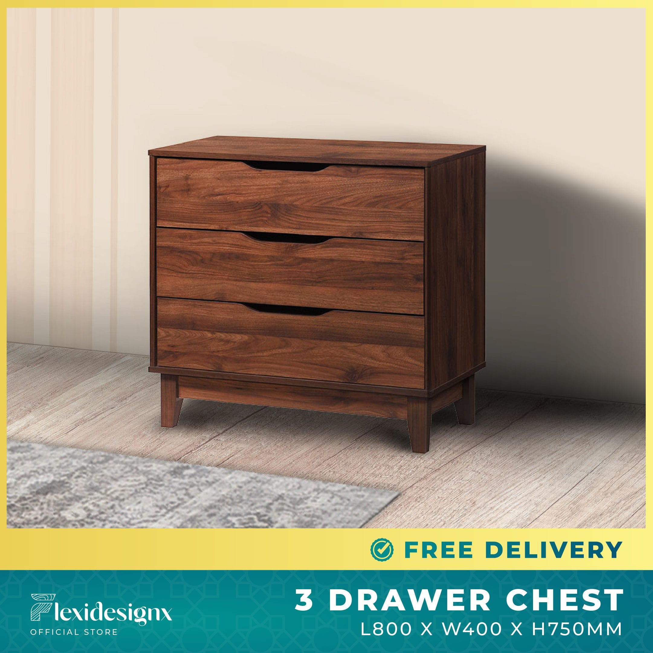 Buy Lotus 3 Drawer Chest Cabinet - Stylish Clothes Storage In Singapore ... with
