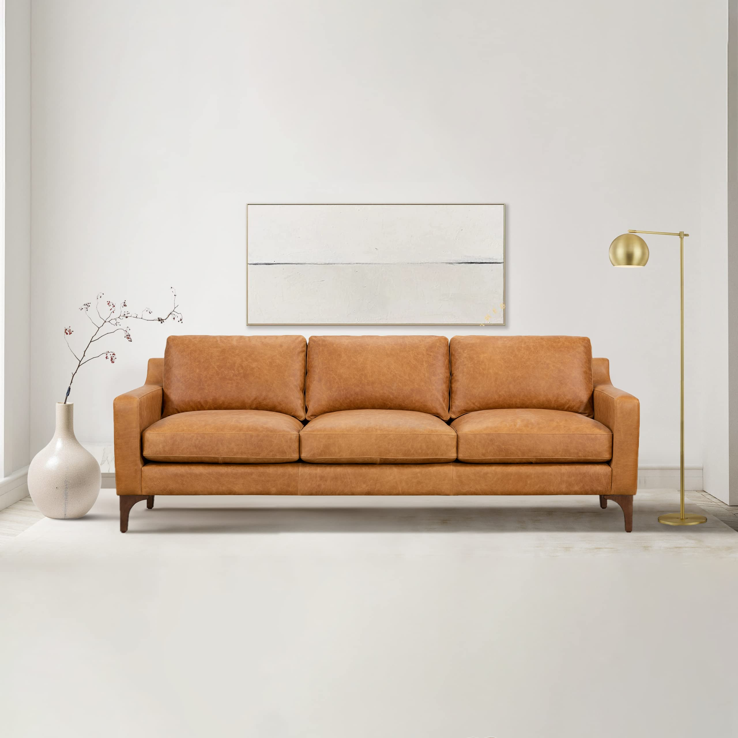Buy Poly &Amp; Bark Sorrento Leather Couch – 86-Inch Leather Sofa With ... with