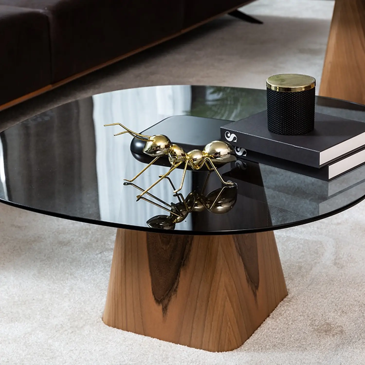Chelsea Coffee Table (Walnut-Glass) - Saloni intended for