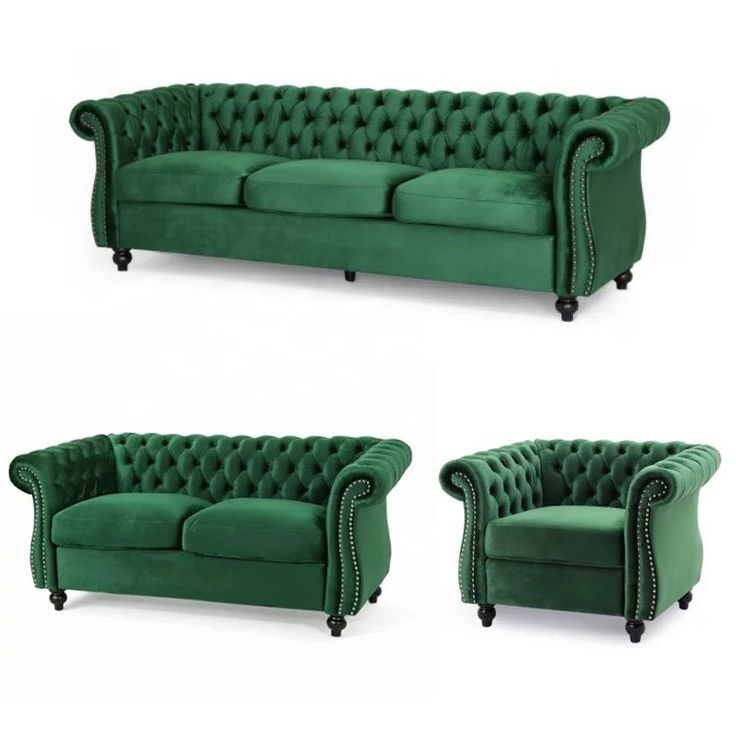 Chesterfield Sofa Living Room Tufted Velvet Sofa Set Furniture ... with Decorating with a Teal Mid-Century Modern Chesterfield Velvet Sofa in Houston