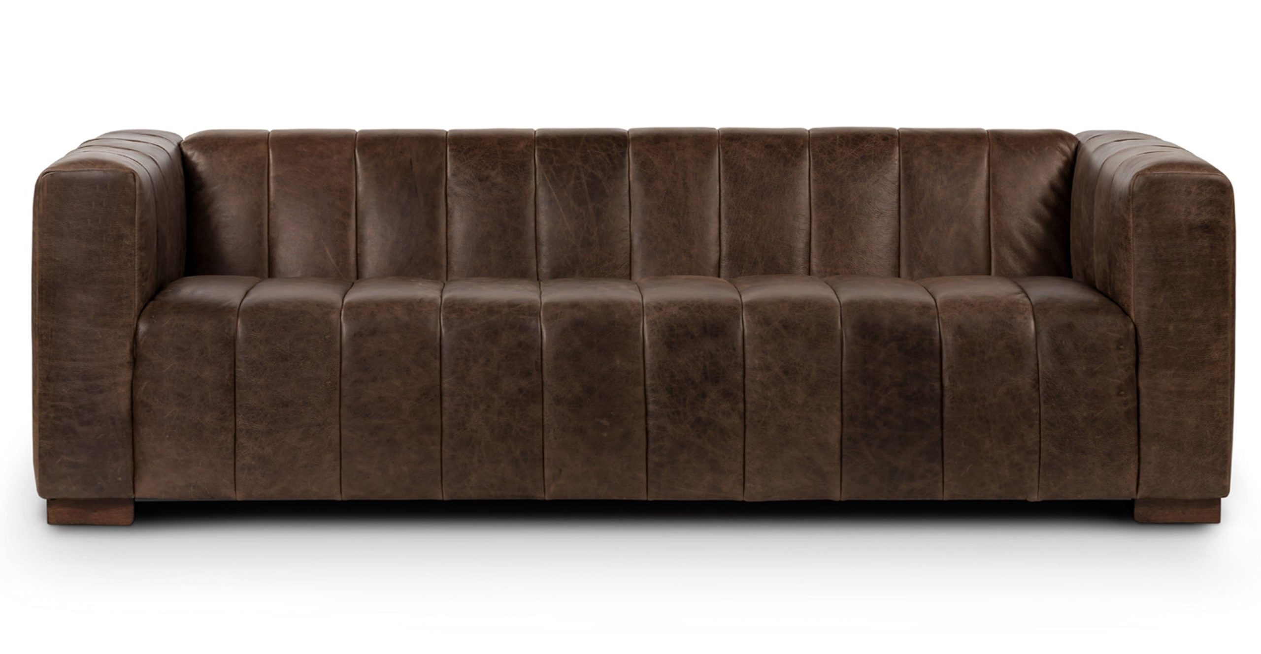 Cognac Tan Leather Solid Wood Finish Canale Sofa | Poly &Amp; Bark | Poly ... pertaining to