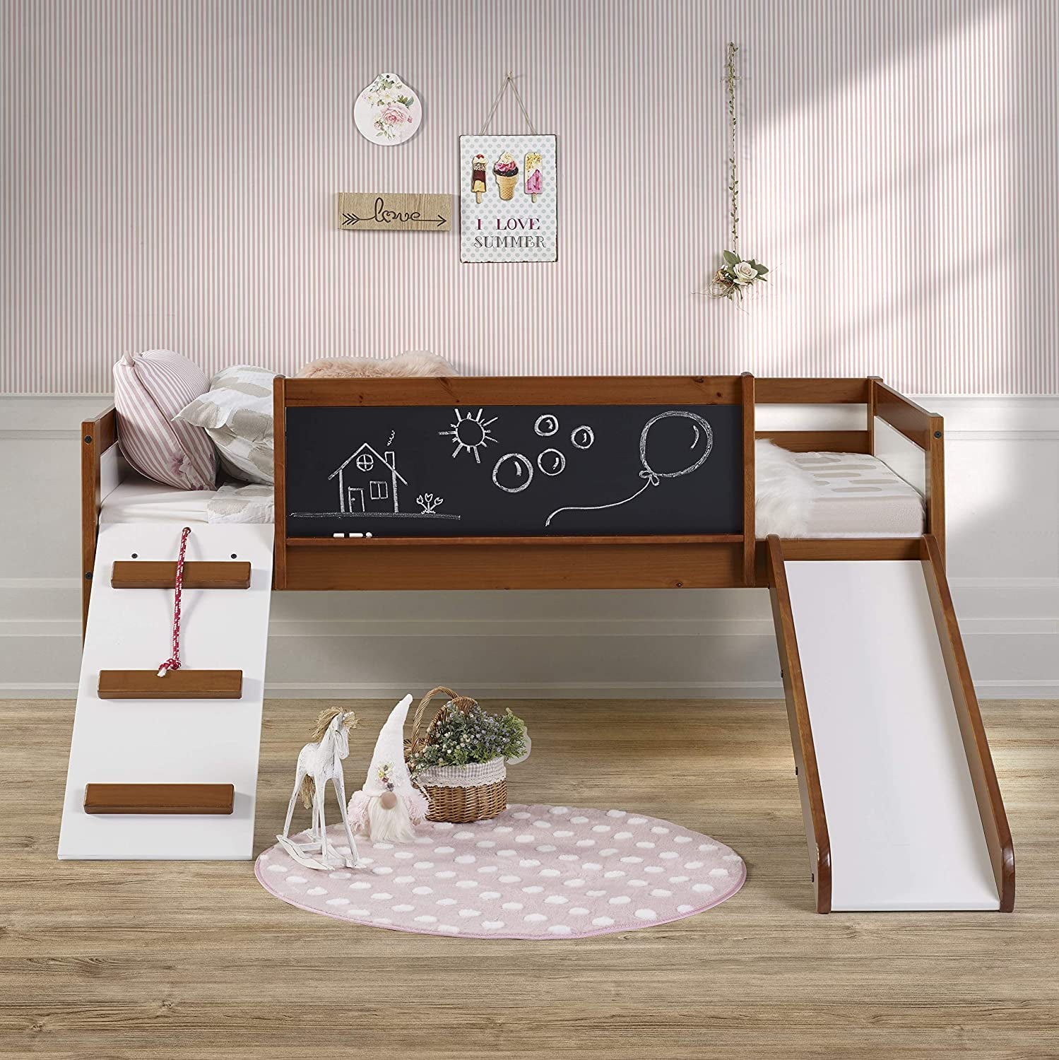 Donco Kids Art &Amp; Play Novelty Twin Espresso Junior Low Loft Bed, Twin ... within Creating a Dream Space with a Twin Art Play Junior Low Loft