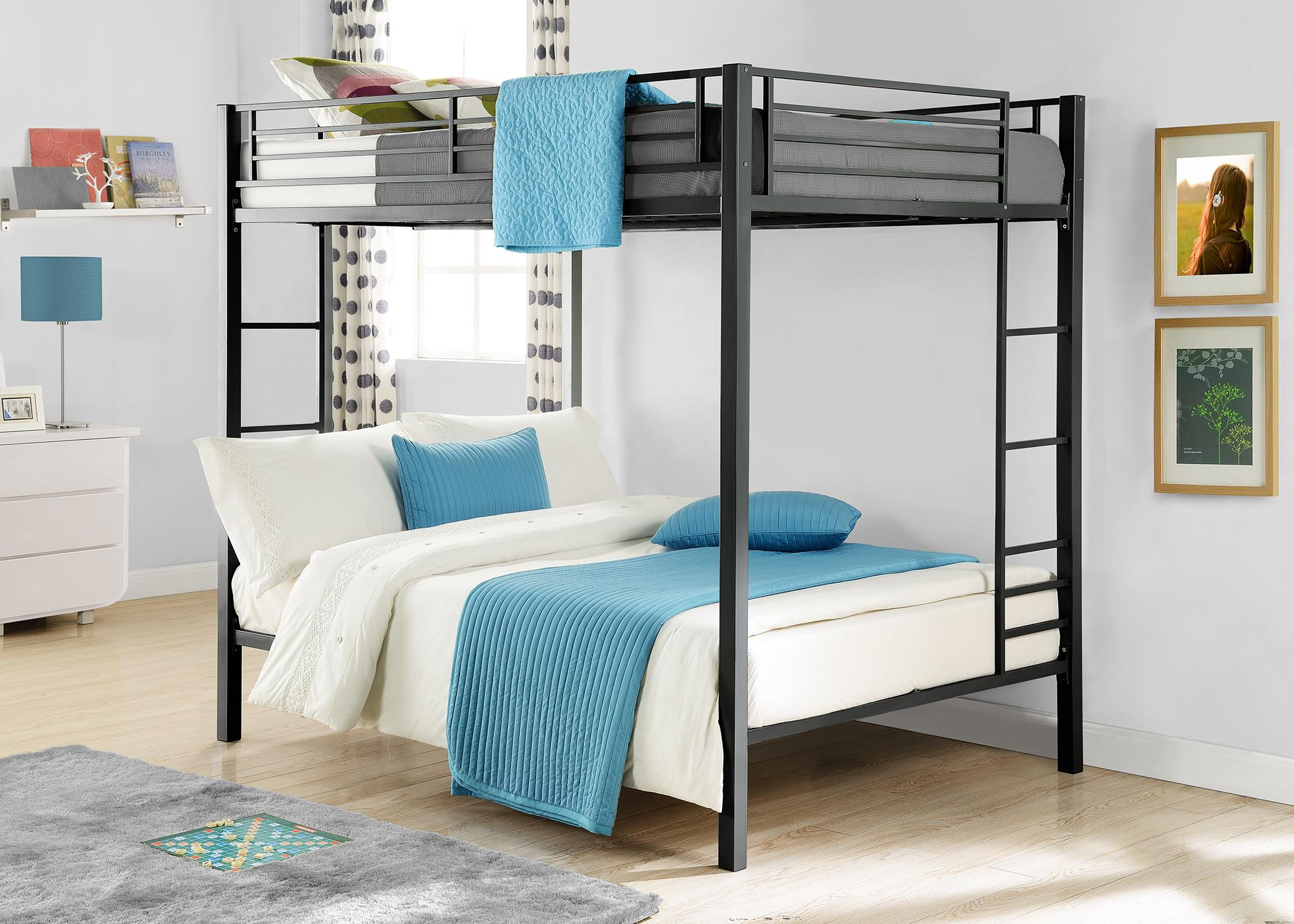 Dorel Black Full Over Full Metal Bunk Bed throughout