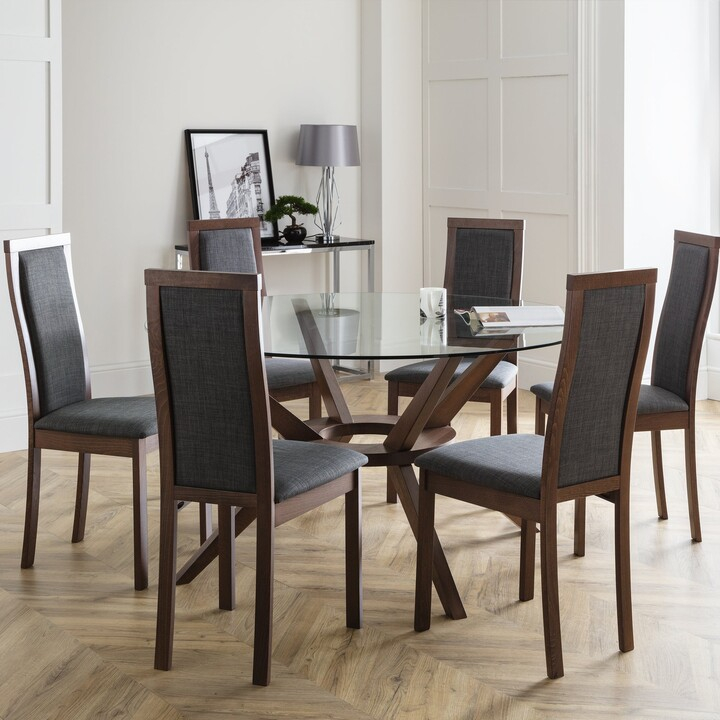 Dunelm Chelsea Large Round Dining Table With 6 Melrose Dining Chairs ... in