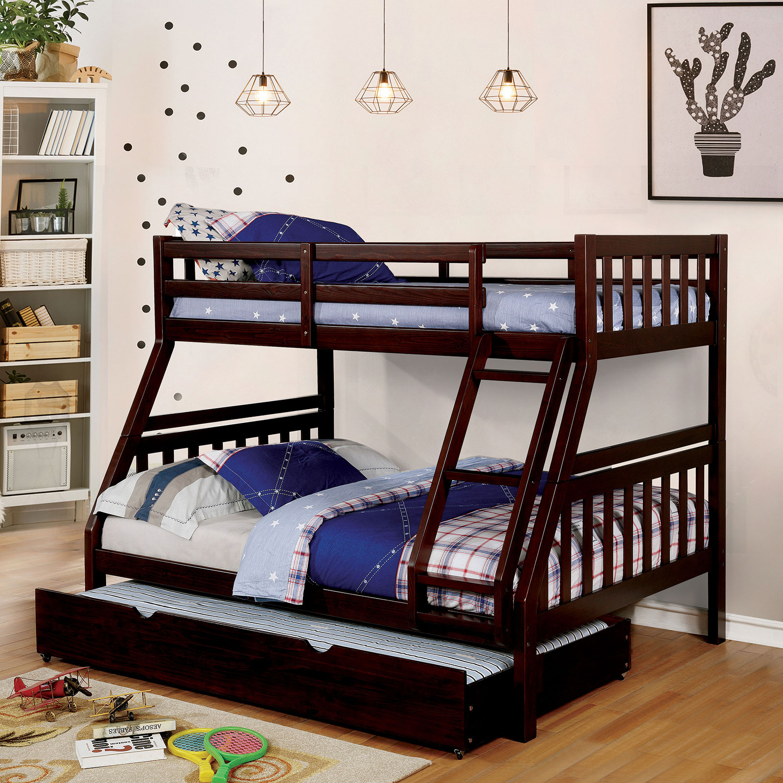 Emilie Transitional Solid Wood Bunk Bed - Care Free Home Furnishings regarding The Enduring Appeal of the ACME Ekko Transitional Bunk Bed