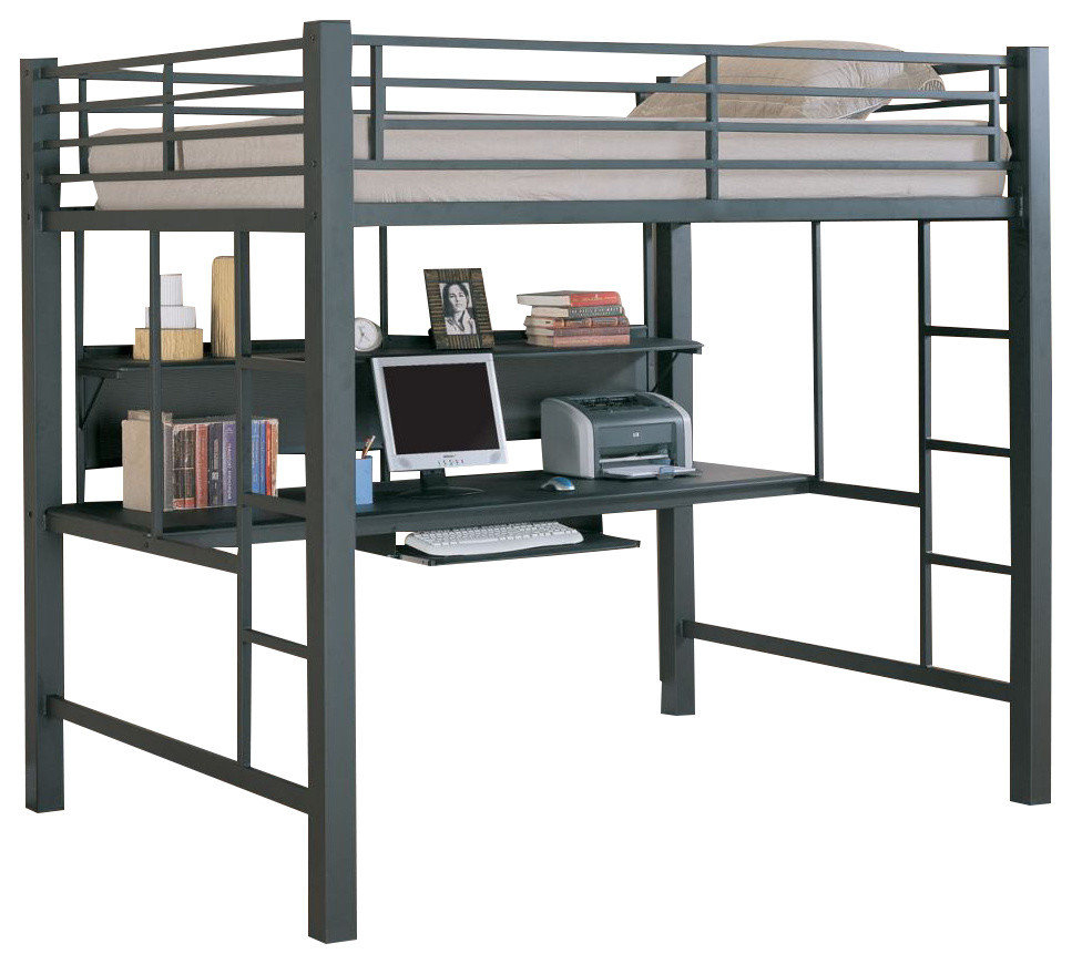 Emma Mason Signature Julian Youth Full Workstation Loft Bed In Black ... inside