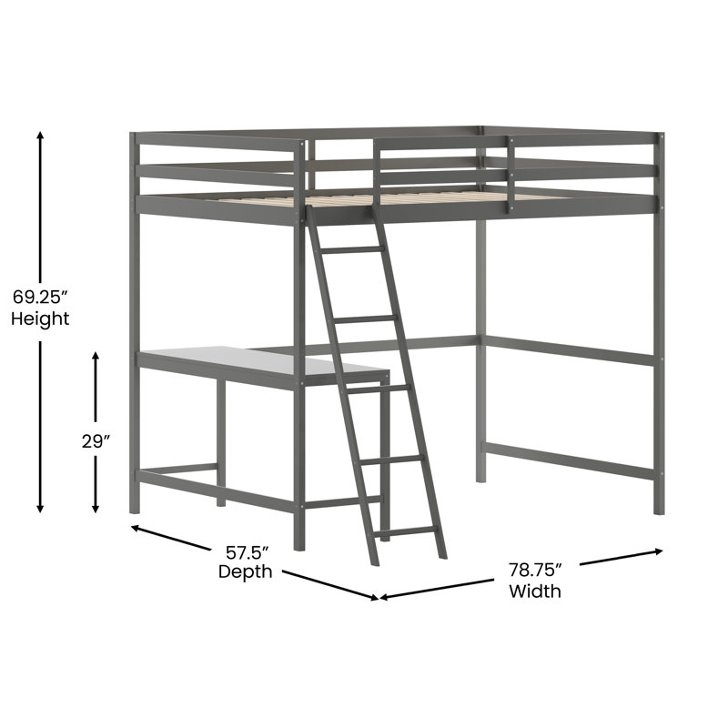 Flash Furniture Riley Traditional Wood Slat Loft Bed With Integrated ... intended for