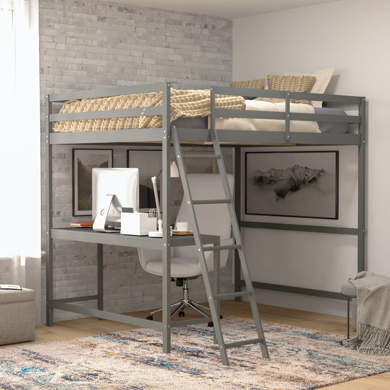 Flash Furniture Riley Traditional Wood Slat Loft Bed With Integrated ... with regard to Unlocking the Potential of Your Riley Full Loft Bed Frame