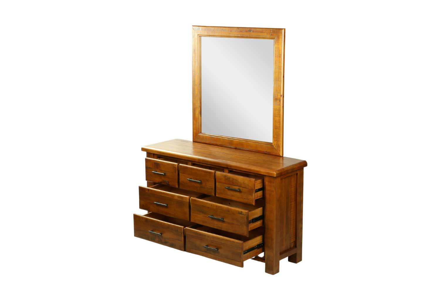 Flinders 7-Drawer Solid Pine Wood Dresser With Mirror intended for