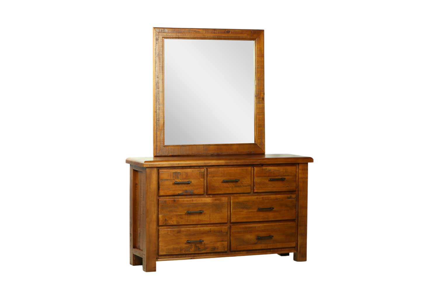 Flinders 7-Drawer Solid Pine Wood Dresser With Mirror regarding