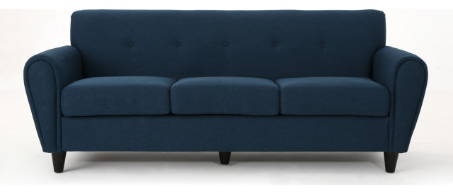 Gdf Studio Emily Buttoned Traditional Fabric 3-Seat Sofa - Midcentury ... throughout
