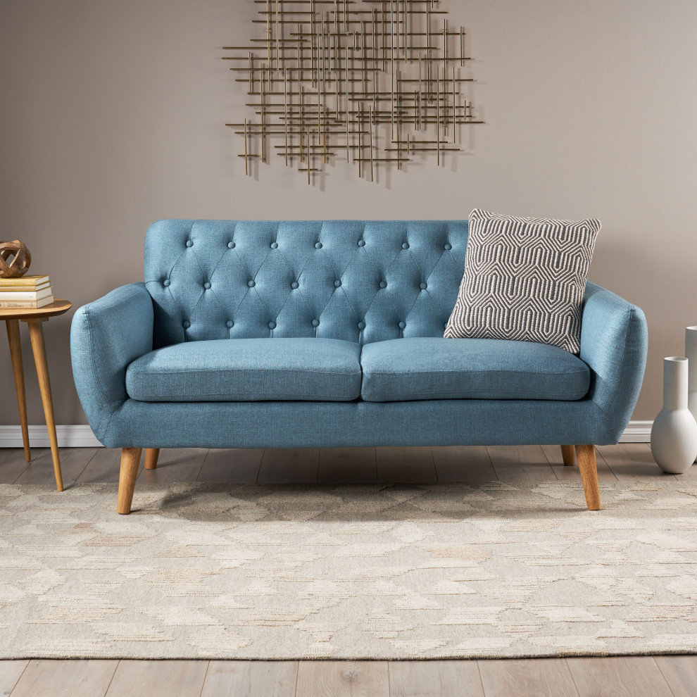 Gdf Studio Eunice Petite Mid Century Modern Tufted Fabric Sofa ... inside