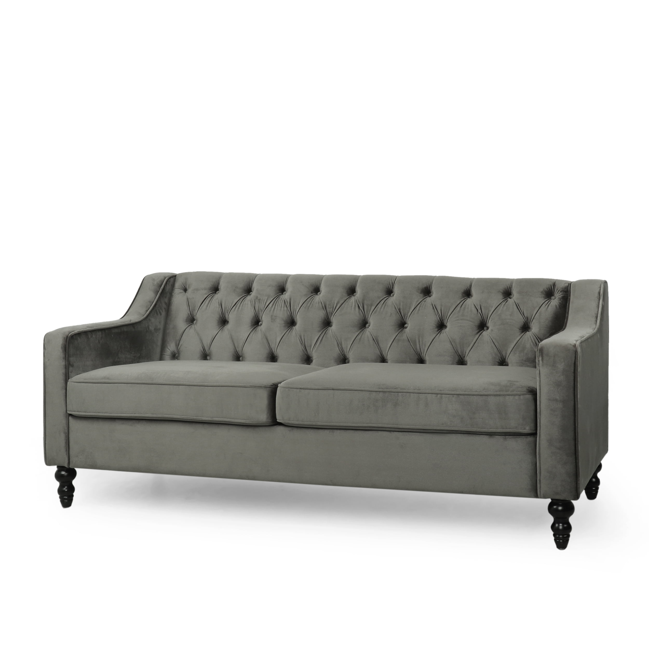Gdf Studio Jameer Modern Glam Velvet Tufted 3 Seater Sofa, Gray And ... inside