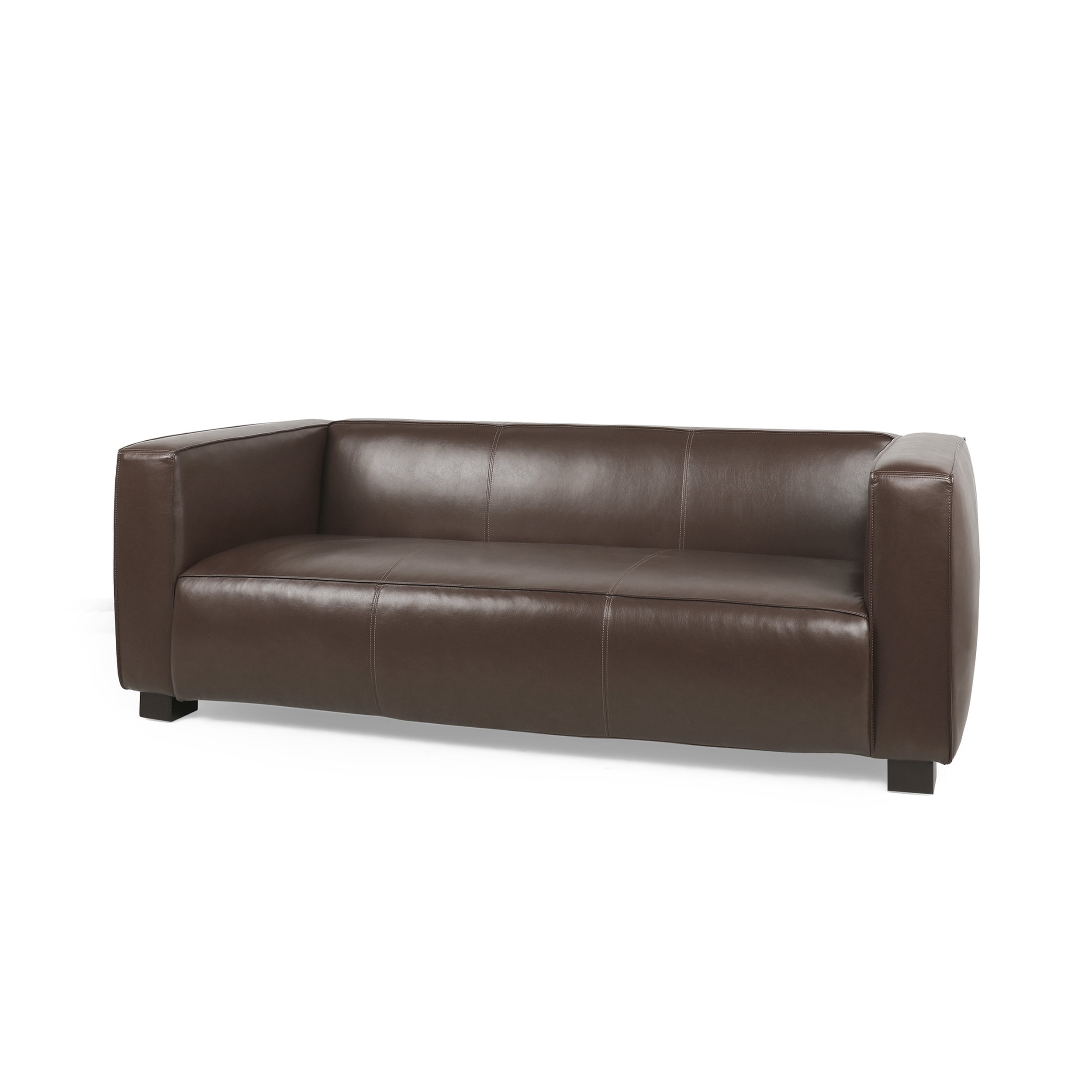 Gdf Studio Minkler Contemporary Faux Leather 3 Seater Sofa, Dark Brown ... within