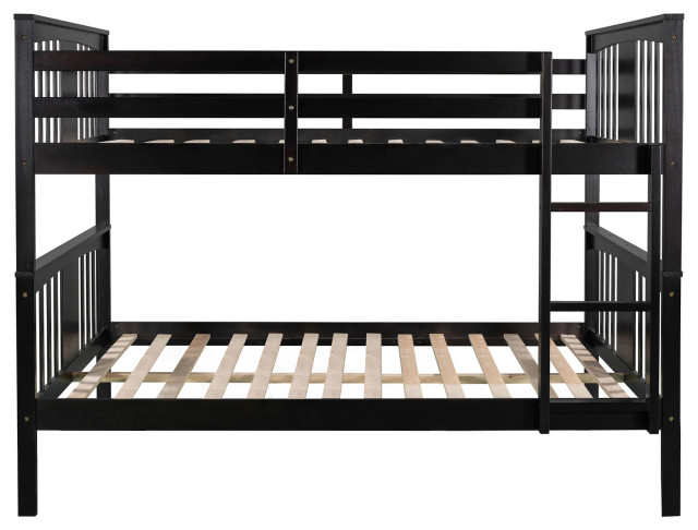 Gewnee Full Over Full Bunk Bed With Ladder For Bedroom In Espresso ... for