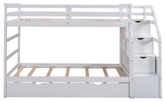 Gewnee Twin-Over-Twin Bunk Bed With Twin Trundle In White ... intended for
