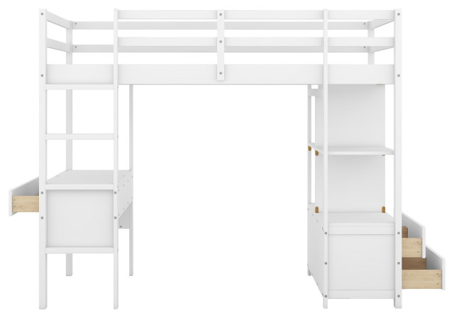 Gewnee Twin Size Loft Bed With Built-In Desk With Two Drawers ... intended for Beyond the Basics Understanding the Versatility of the Gewnee Loft Bed Desk