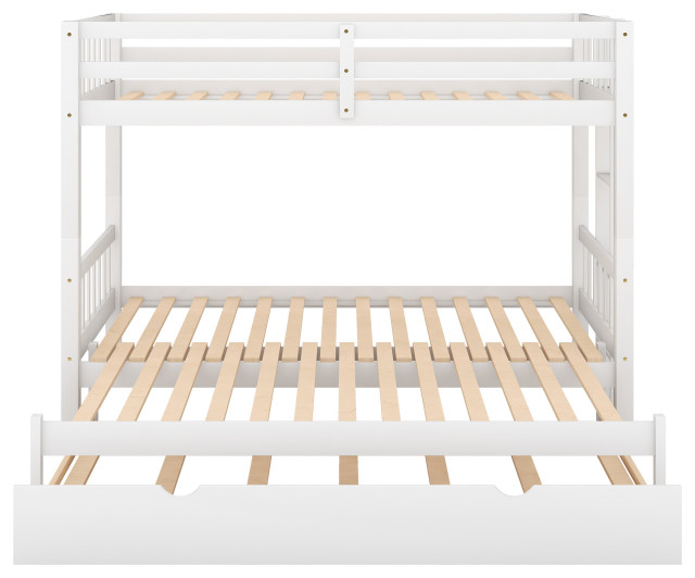 Gewnee Wood Twin Over Twin Bunk Bed With Trundle In White ... with Expert Tips for Assembling Your Gewnee Wood Trundle Bunk Bed with Roof