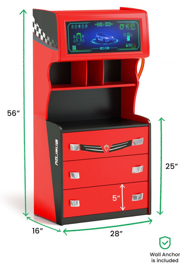 Gts Ev 3 Drawer Chest With Cabinet, Charging Station Theme | Drawers ... with regard to Exploring the Features of the GTS EV 3 Drawer Chest with Cabinet Charging Station