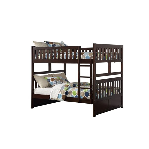 Hometrend Rowe Dark Brown Full Over Full Bunk Bed B2013Ffe | Rona throughout
