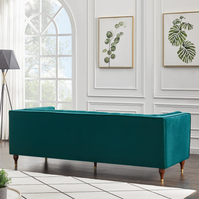 Houston Mid-Century Modern Luxury Chesterfield Velvet Sofa - Midcentury ... regarding