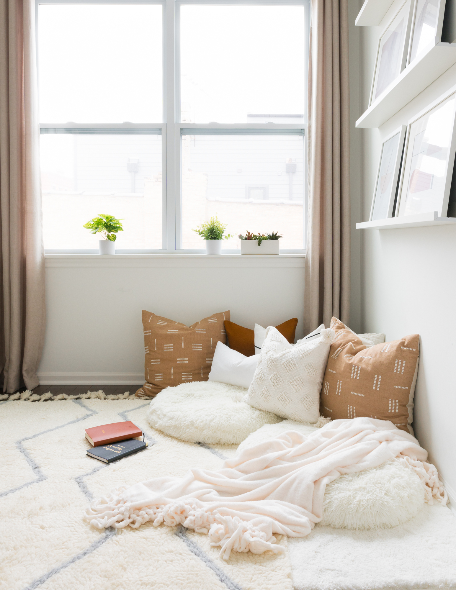 How To Create A Cozy Corner Without Buying Furniture! - Viv &Amp; Tim pertaining to Creating Cozy Corners with the Beige & Gold Ohnstad Shell Sofa