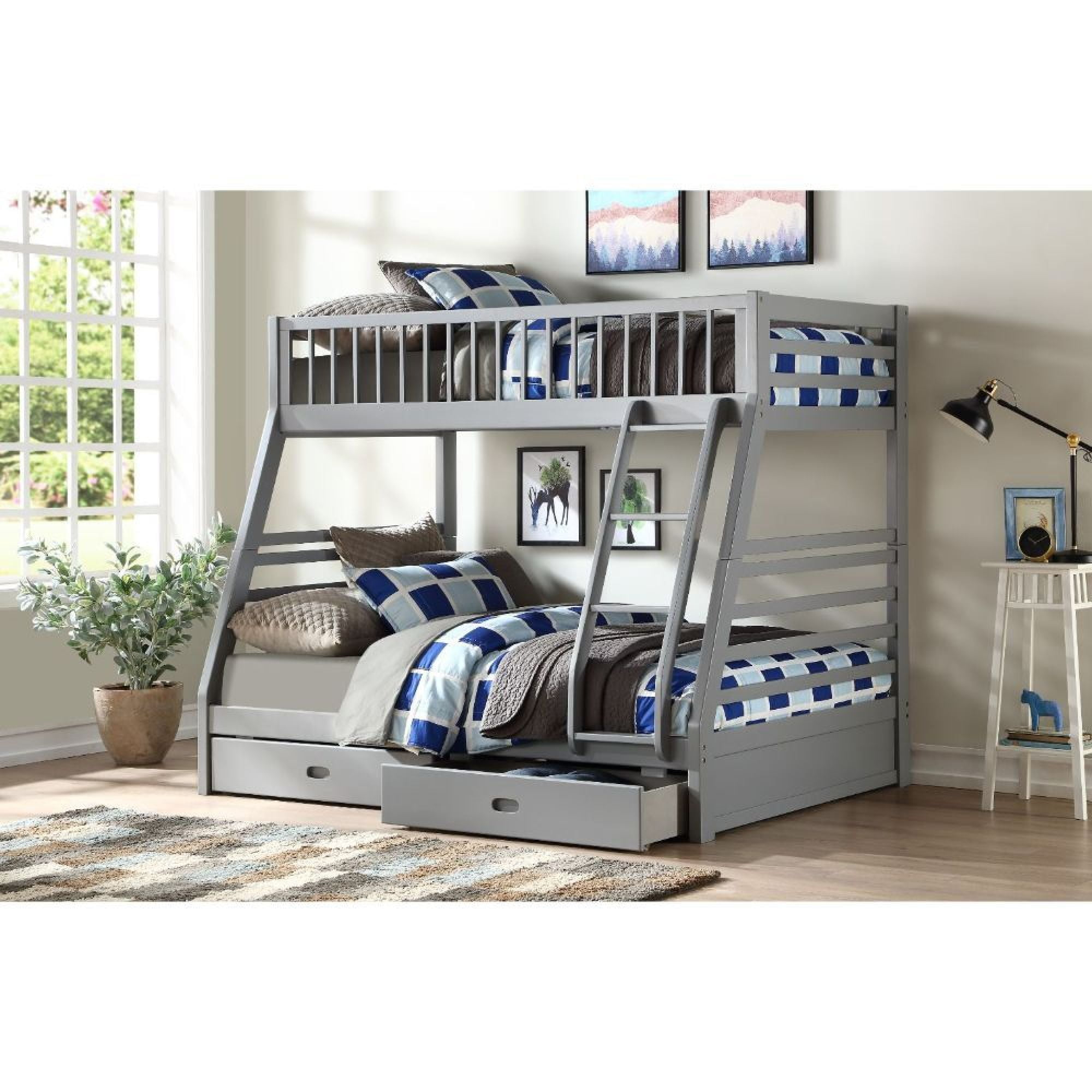 Jason Bunk Bed (Twin/Full &Amp; Storage), Gray - Walmart.com within