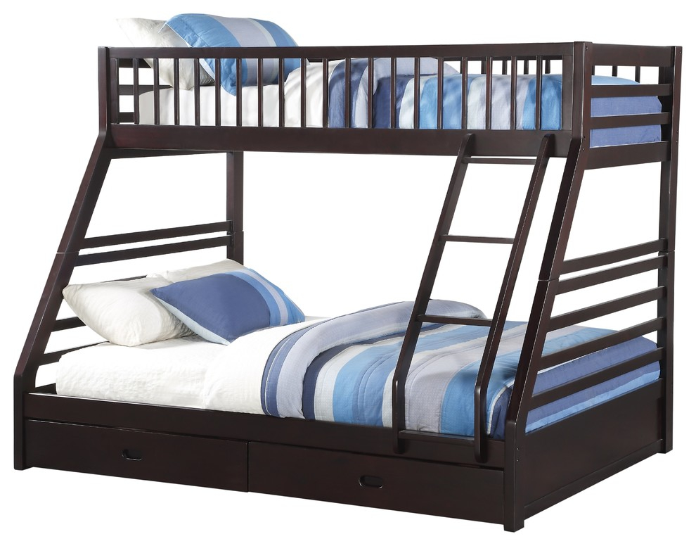 Jason Twin-Over-Queen Bunk Bed With Drawers, Espresso - Transitional ... within Exploring the Ergonomics of the Jason II Bunk Bed in Espresso