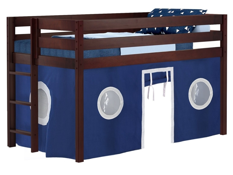 Johannes Solid Wood Twin Low Loft Bed With Ladder And Tent | Foter inside Unlocking Fun and Imagination with a Twin Low-Loft Bed and Tent