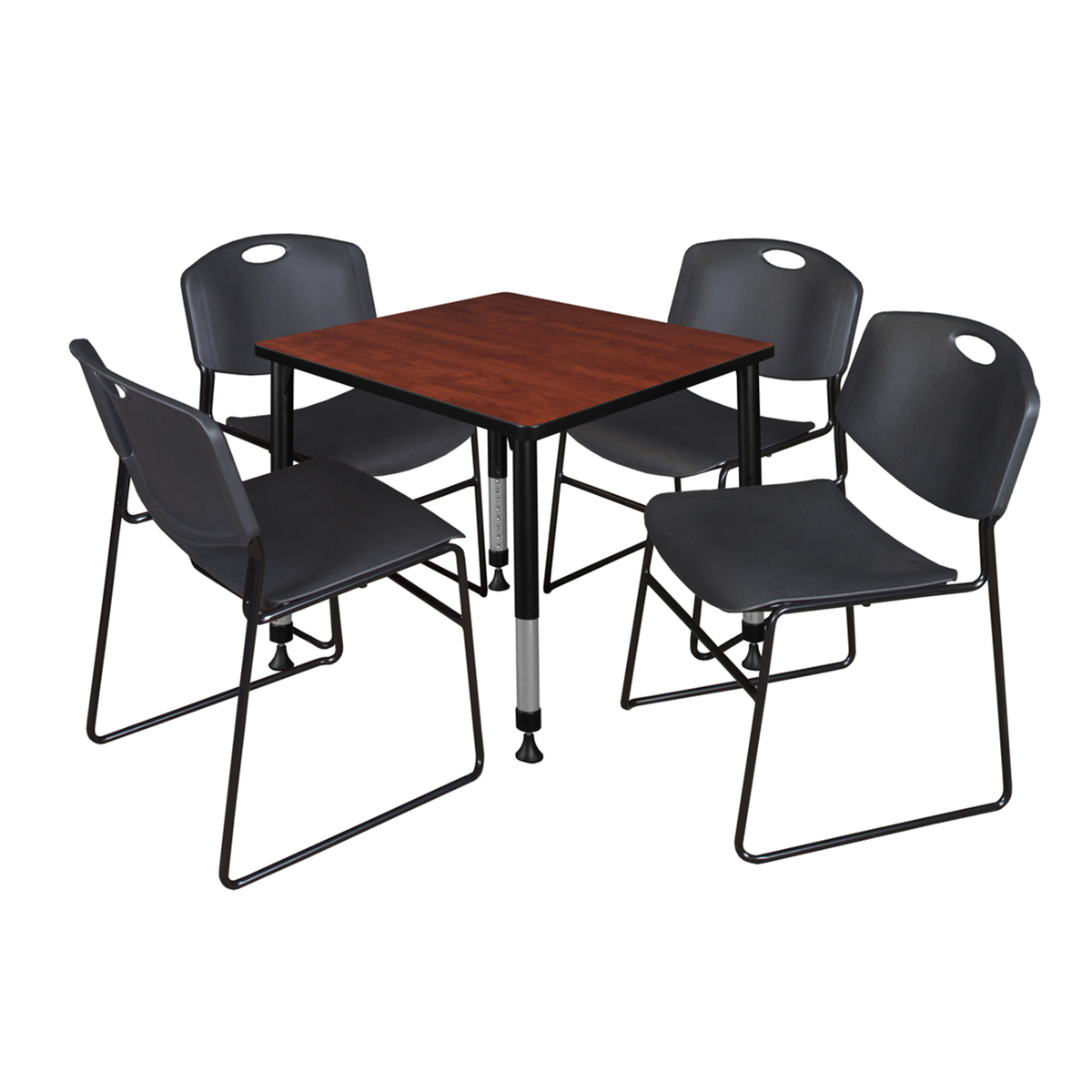 Kee 30" Square Adjustable Height Table &Amp; Four Zeng Stack Chairs ... for