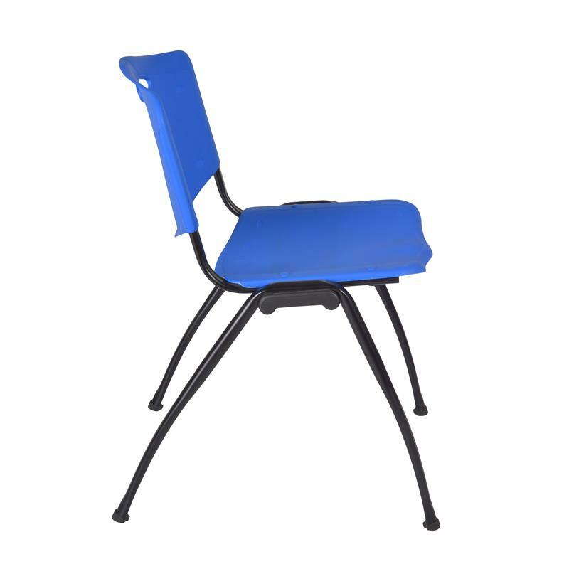 Kee 30" Square Breakroom Table- Maple/ Black &Amp; 4 'M' Stack Chairs- Blue ... throughout