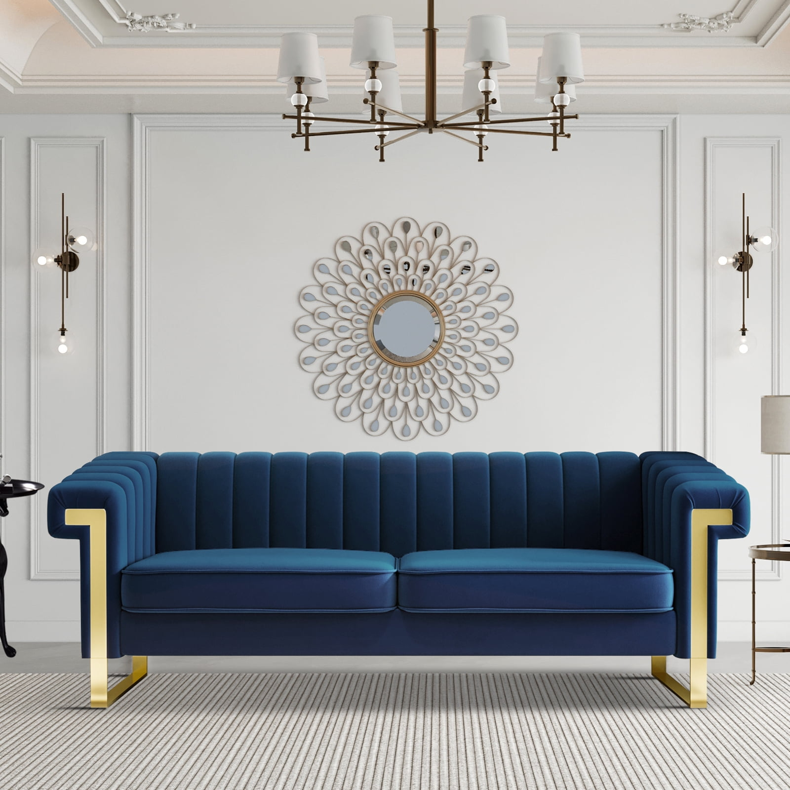 Kt 84'' Mid-Century Modern Chesterfield Velvet Sofa, Comfy &Amp; Cozy Love ... with Decorating with a Teal Mid-Century Modern Chesterfield Velvet Sofa in Houston