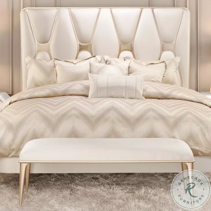 La Rachelle Champagne Upholstered Panel Bedroom Set From Michael Amini ... in