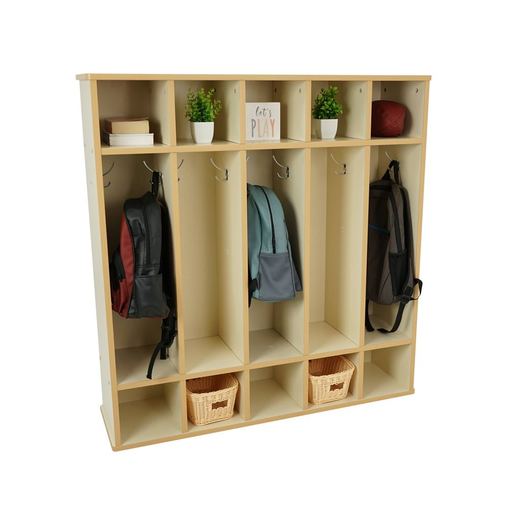 Laminate 5-Section Coat Locker - Almond/Maple pertaining to