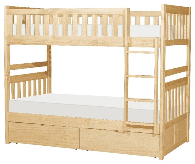 Lexicon Contemporary Wood Twin/Twin Bunk Bed With Storage Boxes In ... with regard to Choosing the Right Bunk Bed The Lexicon Contemporary Natural Pine Option