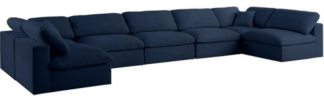 Maklaine Contemporary Navy Linen Fabric Deluxe Modular Sectional Sofa ... pertaining to