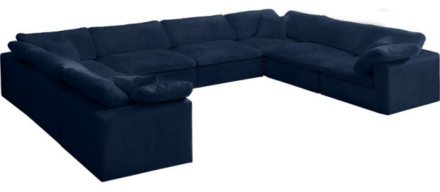 Maklaine Contemporary Navy Velvet Down Filled Overstuffed Modular ... with Your Guide to the Maklaine 19.5" Sofa Style and Comfort Explained
