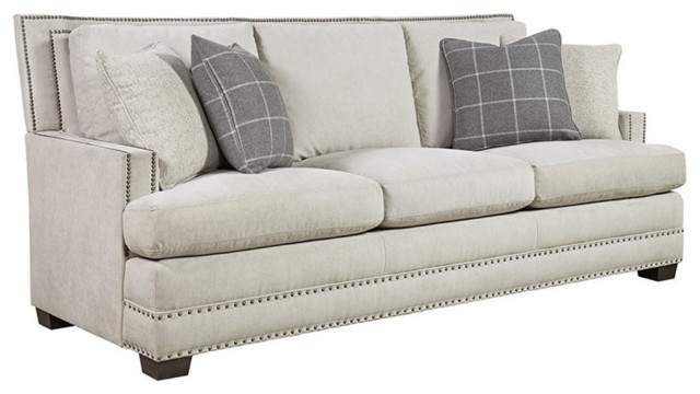 Maklaine Transitional Fabric Curved Back Sofa In Gray Finish ... with