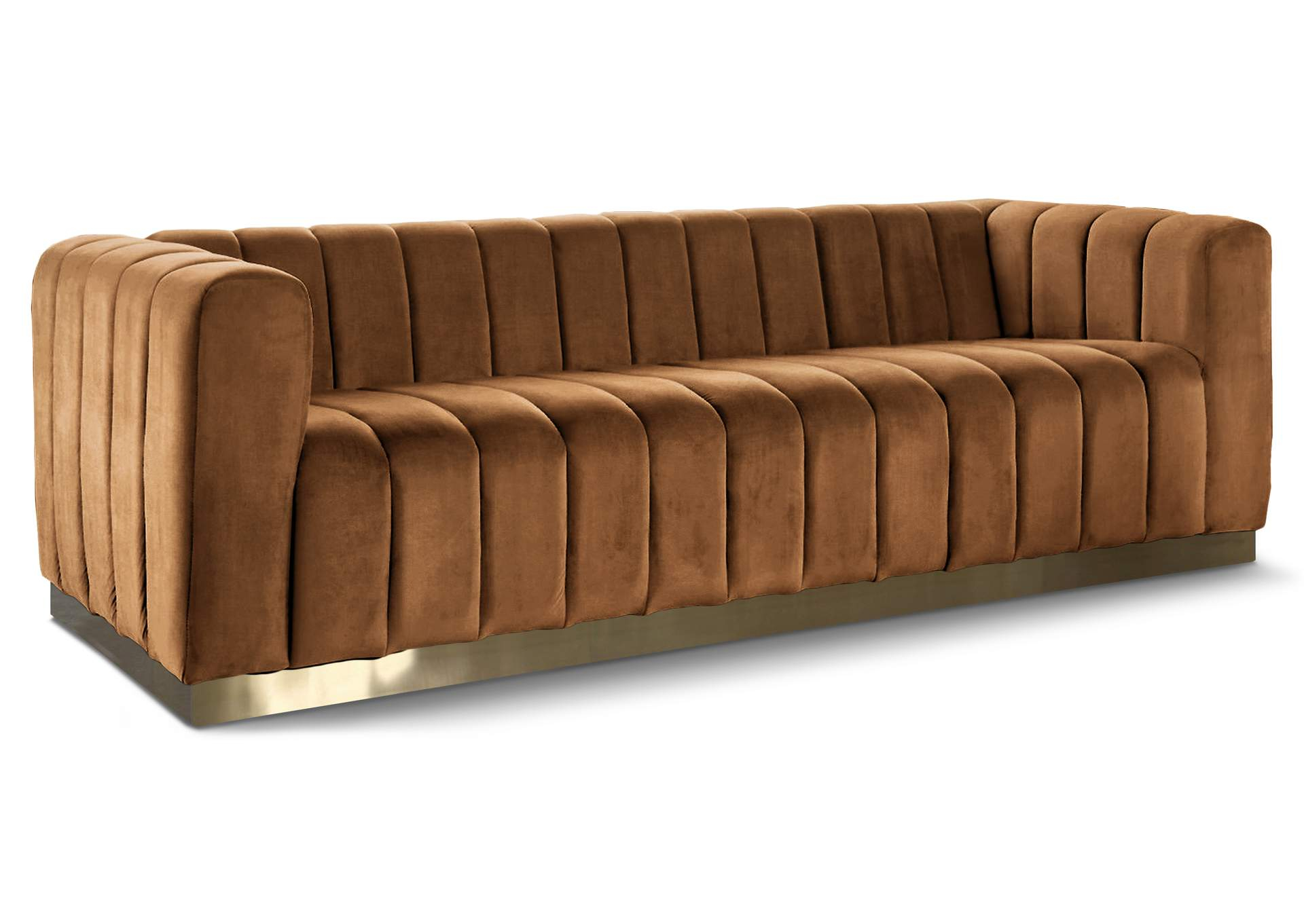 Marlon Saddle Velvet Sofa inside
