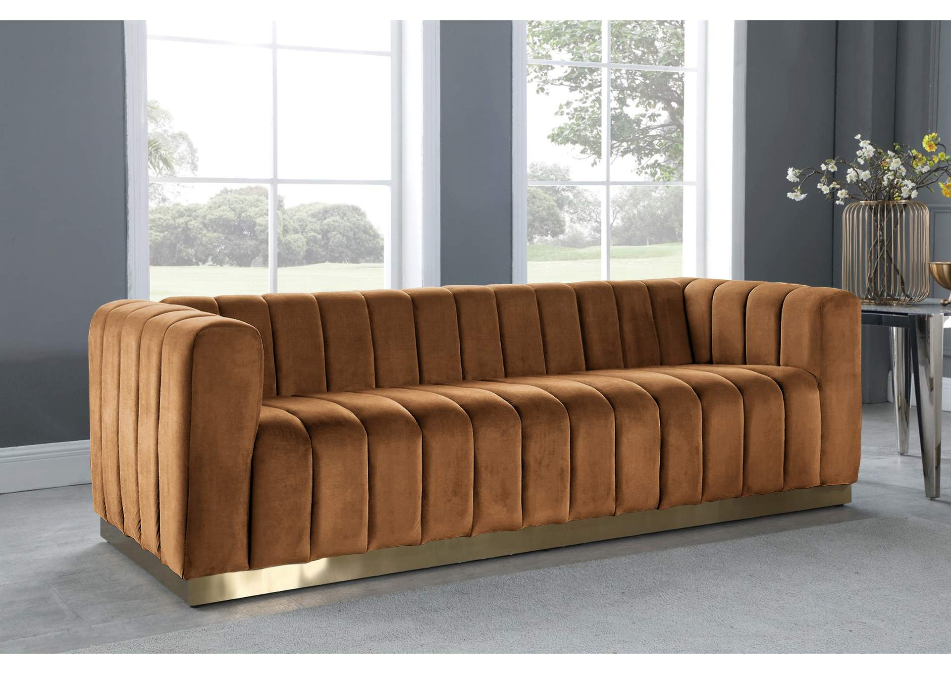 Marlon Saddle Velvet Sofa intended for