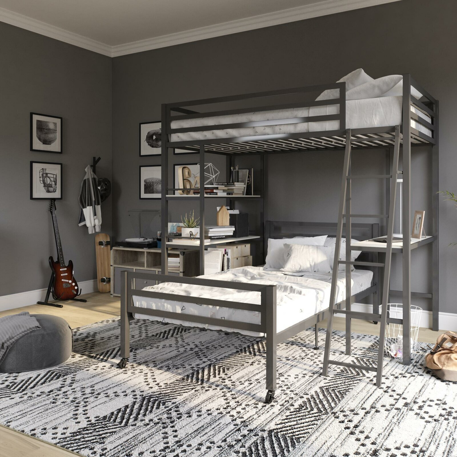 Metal Loft Beds With A Desk - Foter pertaining to Maximizing Your Space The Ultimate Guide to Black Twin Metal Loft Beds