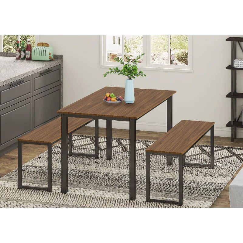 Minimalist White &Amp; Oak 3-Piece Dining Table Set With Benches pertaining to Crafting Timeless Spaces The Art of Selecting the Perfect 3-Piece Dining Set